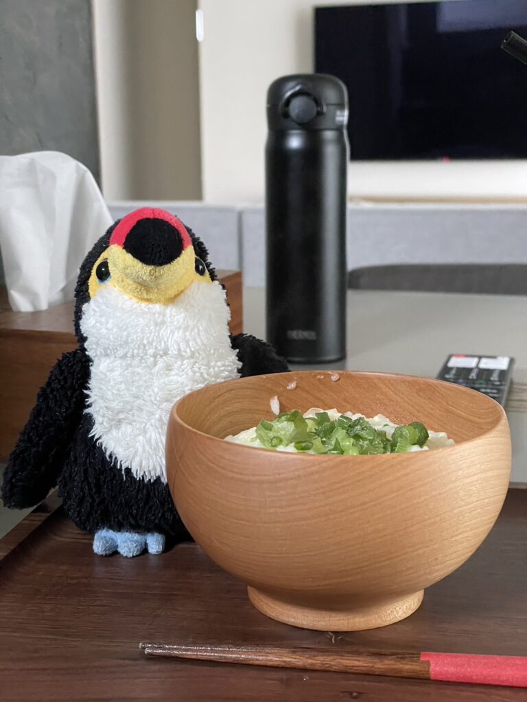 元気を出すために美味しい卵粥を食べることにしたねぐちの画像