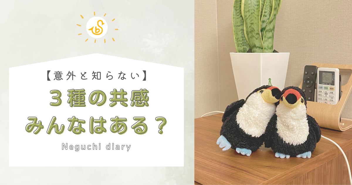 3種類の共感をみんなは持っている？と問いかけるオニオオハシ”ねぐち”のアイキャッチ画像