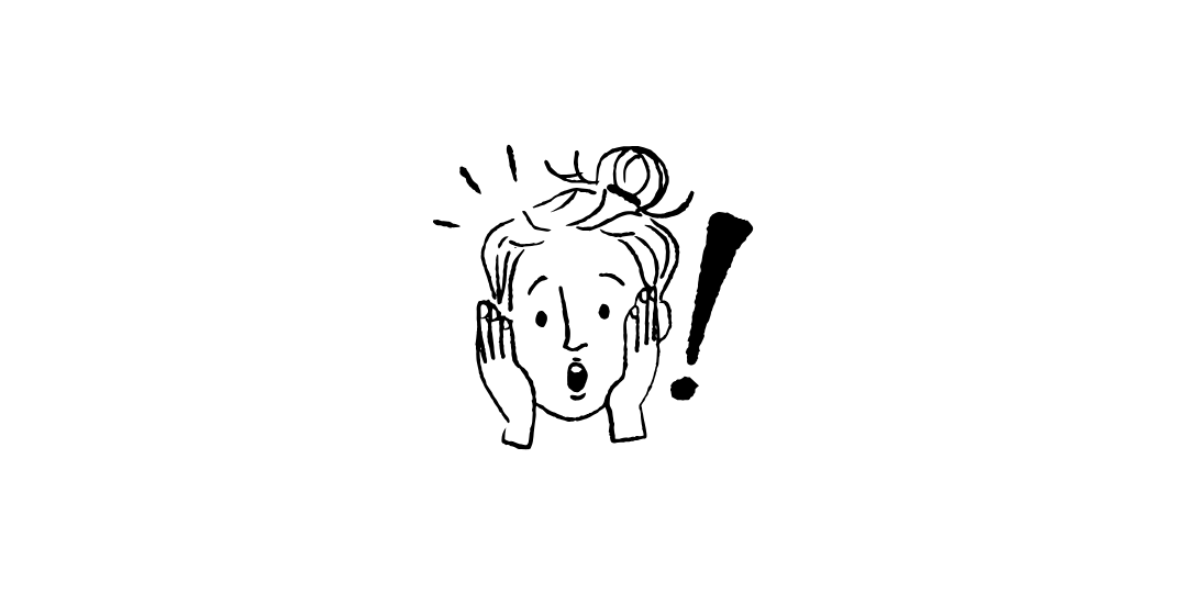 驚いた表情の人物イラスト。住宅ローンの話から見えてくる見栄や価値観、人生設計への気づきを表現