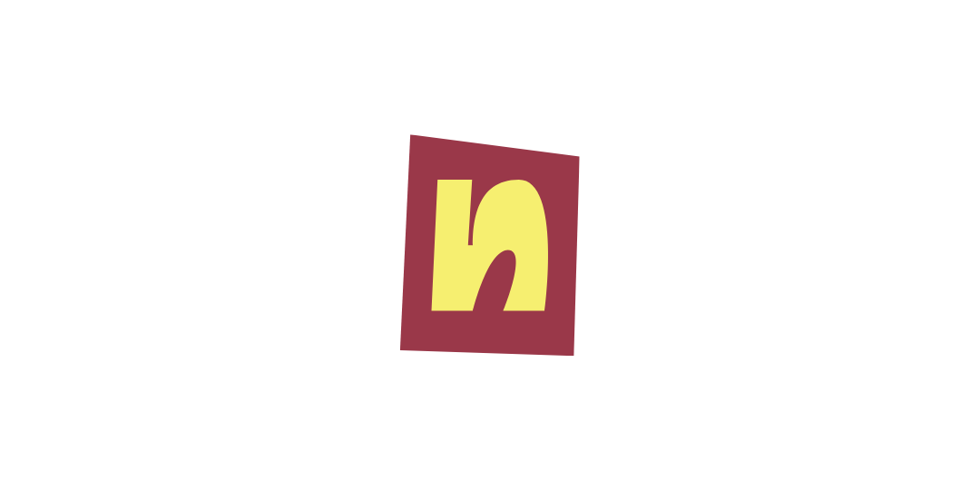 赤い紙の上に黄色の小文字「n」がデザインされたイラスト。