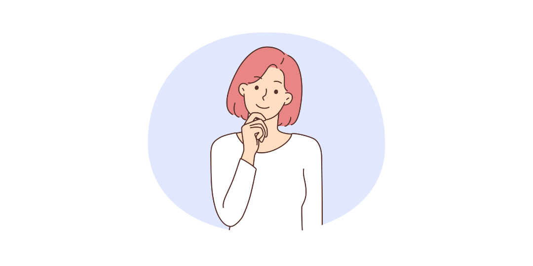 穏やかな表情で考え込む女性。現実を受け止めながら、自分の感情も大切にする姿勢を表現したイラスト。